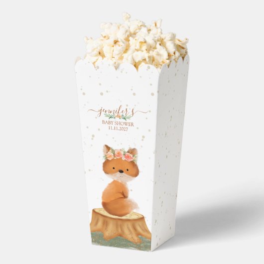Boho Woodland Fox Baby Shower Floral Wreath Bedankdoosjes (Popped)