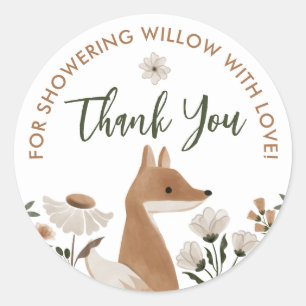 Boho Woodland Fox Baby shower Round Favor Stickers