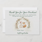 Boho Woodland Fox Small Business Thank You Card Bedankkaart (Voorkant)