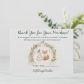 Boho Woodland Fox Small Business Thank You Card Bedankkaart (Staand voorkant)