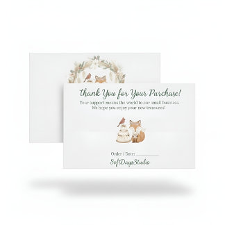 Boho Woodland Fox Small Business Thank You Card Bedankkaart