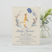 Boho Woodland Fox Waterverf Glitter Baby shower Kaart (Staand voorkant)