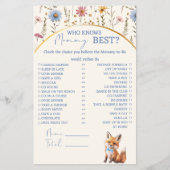 Boho Woodland Fox, wie kent mama het beste spel Flyer (Voorkant)
