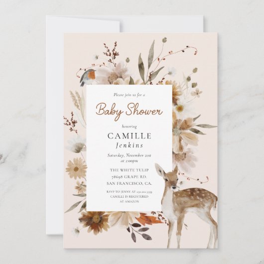 Boho Woodland Genderneutraal Baby shower Kaart (Voorkant)