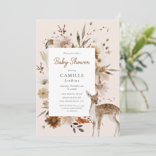 Boho Woodland Genderneutraal Baby shower Kaart (Staand voorkant)