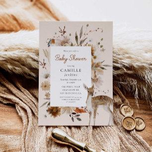 Boho Woodland Genderneutraal Baby shower Kaart