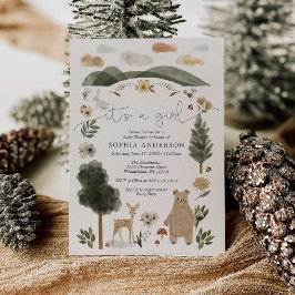 Boho Woodland Girl Baby shower Invitation Card Kaart