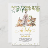 Boho Woodland Greenery Baby shower Invitation Kaart (Voorkant)