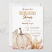 Boho Woodland Herfst Pompoen Meisje Baby shower Kaart (Voorkant)