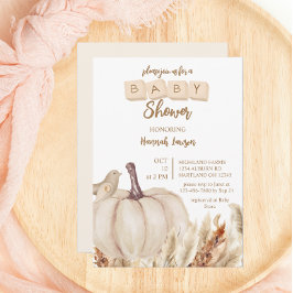 Boho Woodland Herfst Wit pompoen Baby shower Kaart