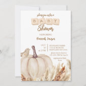 Boho Woodland Herfst Wit pompoen Baby shower Kaart (Voorkant)