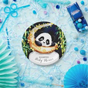 Boho Woodland Kleurrijke Panda Baby shower Papieren Bordje