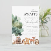 Boho Woodland Leuk Dier Baby shower Kaart (Staand voorkant)
