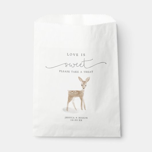 Boho Woodland Love is Sweet Favors Bag Herten Bedankzakje (Voorkant)
