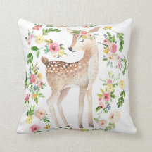 Boho Woodland Nursery Deer Waterverf Baby Pillow