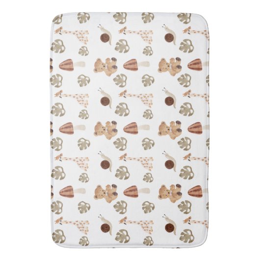 Boho Woodland Oerwoud Animal Pattern Badmat (Voorkant Verticaal)