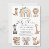 Boho Woodland Oerwoud Animals Baby shower Kaart (Voorkant)