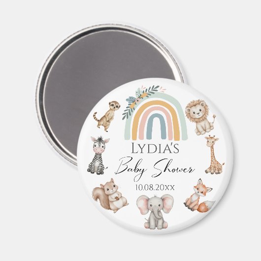 Boho Woodland Oerwoud Animals Baby shower Magneet (Voorkant / Achterkant)
