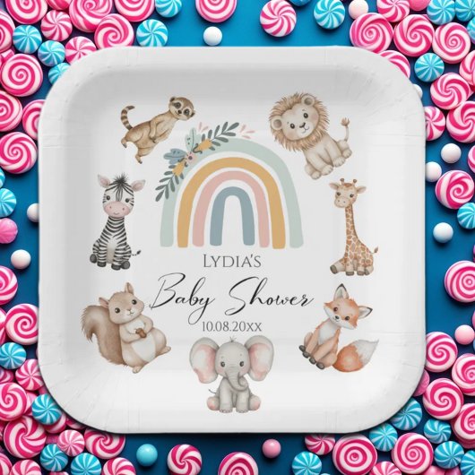 Boho Woodland Oerwoud Animals Baby shower Papieren Bordje