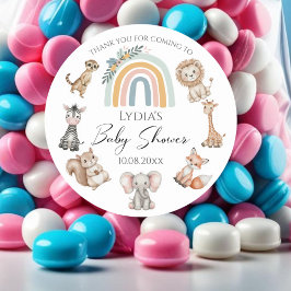 Boho Woodland Oerwoud Animals Baby shower Ronde Sticker