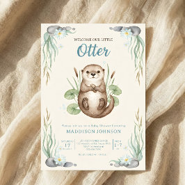 boho woodland Otters greenery baby shower Kaart