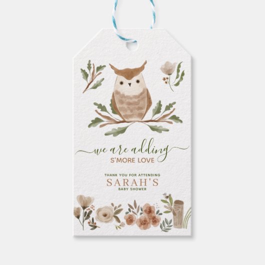 Boho Woodland Owl Baby shower Cadeaulabel (Voorkant)