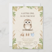 boho woodland owl greenery baby shower kaart (Voorkant)