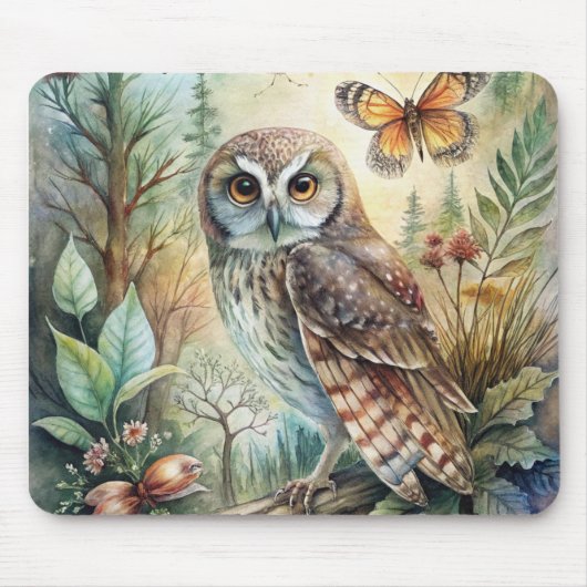 Boho Woodland Owl Muismat (Voorkant)