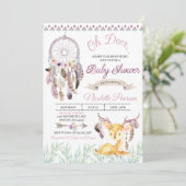 Boho Woodland Paarse Baby shower Kaart (Staand voorkant)