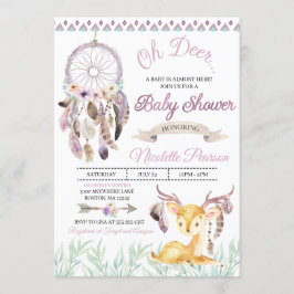 Boho Woodland Paarse Baby shower Kaart