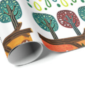 Boho Woodland Paddenstoelen Bomen Patroon Groen Wi Cadeaupapier (Rol Hoek)