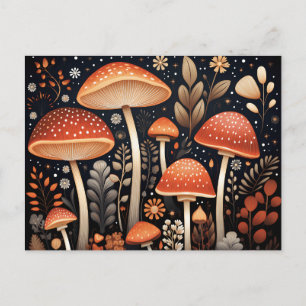 Boho Woodland paddenstoelenpatroon Briefkaart