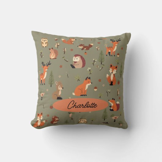 Boho Woodland Persoonlijke Baby Kussen (Voorkant)