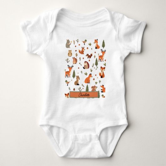 Boho Woodland Persoonlijke Baby Romper (Voorkant)