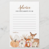 Boho Woodland Pumpkin Baby shower Advice Kaart (Voorkant)