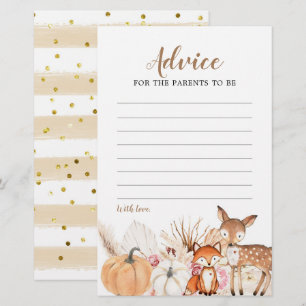 Boho Woodland Pumpkin Baby shower Advice Kaart