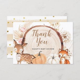 Boho Woodland Pumpkin Baby shower Hartelijk dank Bedankkaart