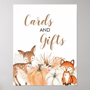 Boho Woodland Pumpkin Baby shower Kaarten & Gifts Poster
