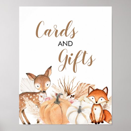 Boho Woodland Pumpkin Baby shower Kaarten & Gifts Poster (Voorkant)