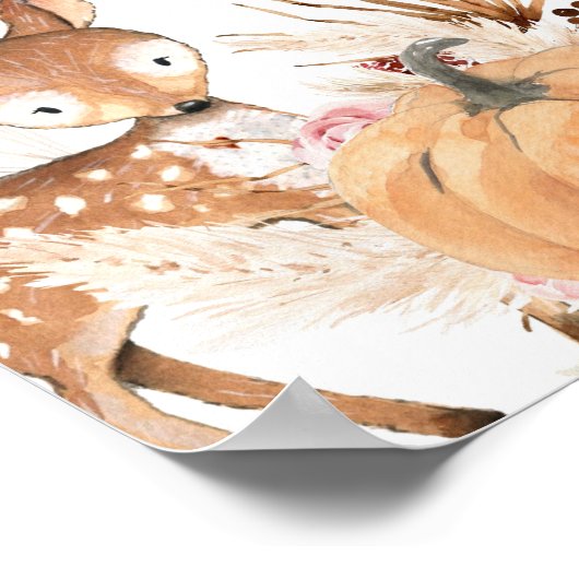 Boho Woodland Pumpkin Baby shower Party Favors Poster (Hoek)