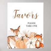Boho Woodland Pumpkin Baby shower Party Favors Poster (Voorkant)