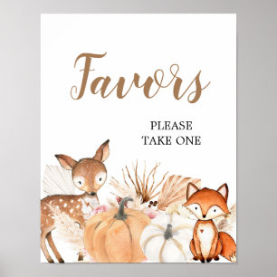 Boho Woodland Pumpkin Baby shower Party Favors Poster