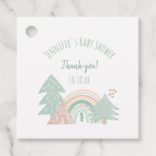 Boho Woodland Rainbow Bedankt Bedankjes Labels (Voorkant)