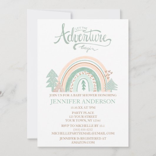 Boho Woodland Rainbow Gender Neutral Baby shower Kaart (Voorkant)