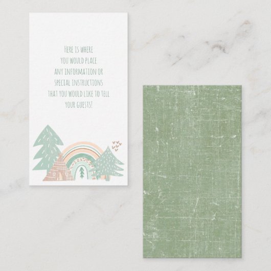 Boho Woodland Rainbow  Informatiekaartje (Voorkant / Achterkant)