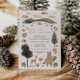Boho Woodland Twins Baby shower Invitation Card Kaart