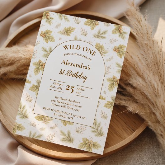 Boho Woodland Wild One Birthday Kaart