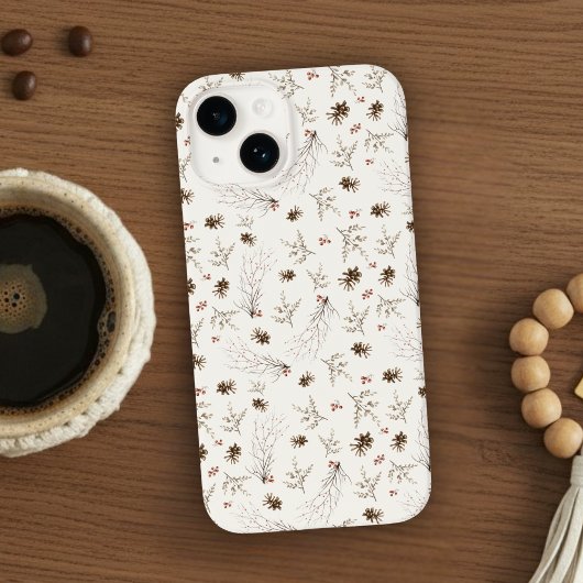Boho Woodland Winterberry Patroon Case-Mate iPhone Case