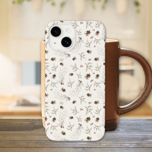 Boho Woodland Winterberry Patroon Case-Mate iPhone Case