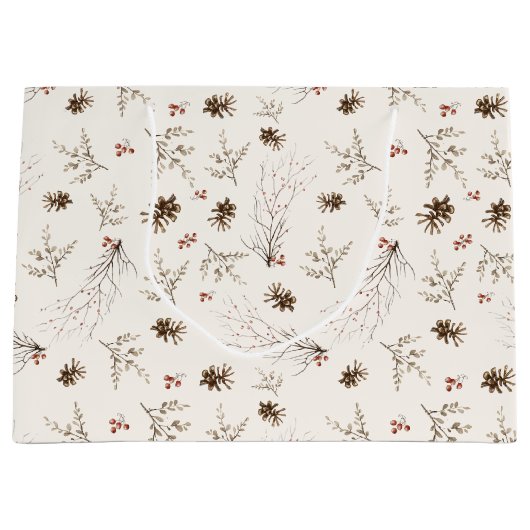 Boho Woodland Winterberry Pattern Groot Cadeauzakje (Voorkant)